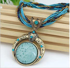 Handmade Bohemian Beaded Vintage Gemstone Necklace