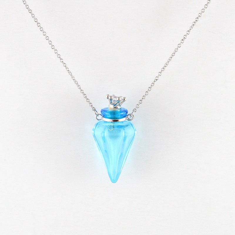 Handmade Gemstone Oil Bottle Pendant Necklace