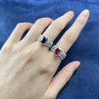 925 Silver Ring with Inlaid Gemstone