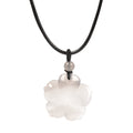 Gray Agate Hand Carved Healing Crystals Gemstone Hawaii Flower Pendant Hand Weaving Wax Rope Necklace 22 inch