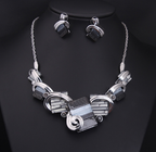 Exaggerated Geometric Gemstone Necklace Set for Women