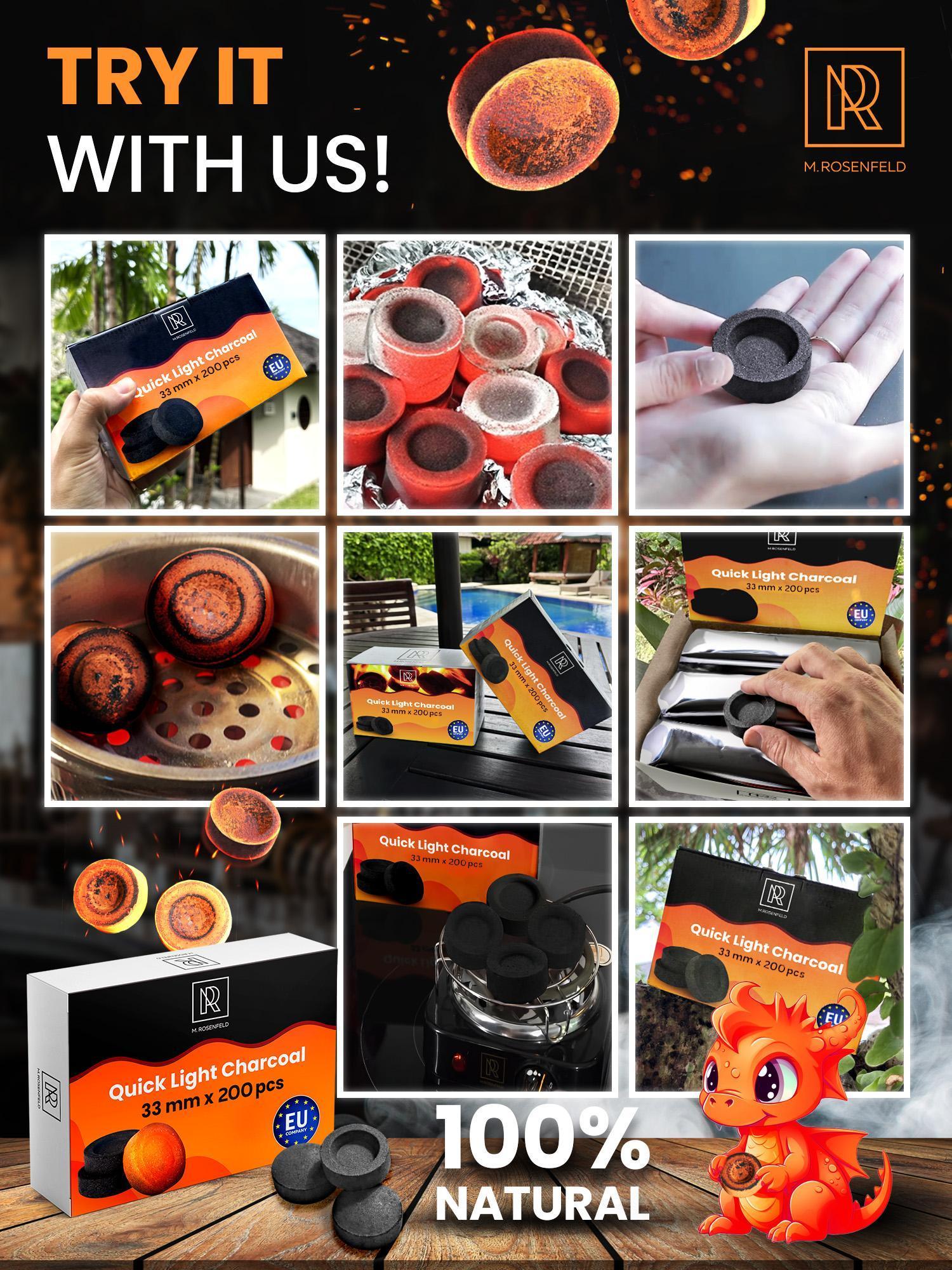 Quick Light Hookah Charcoal Tablets Pack of 200 Premium Quality Incense