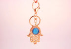 Stylish Gemstone Palm Keychain with Evil Eye Design