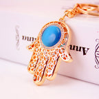 Stylish Gemstone Palm Keychain with Evil Eye Design