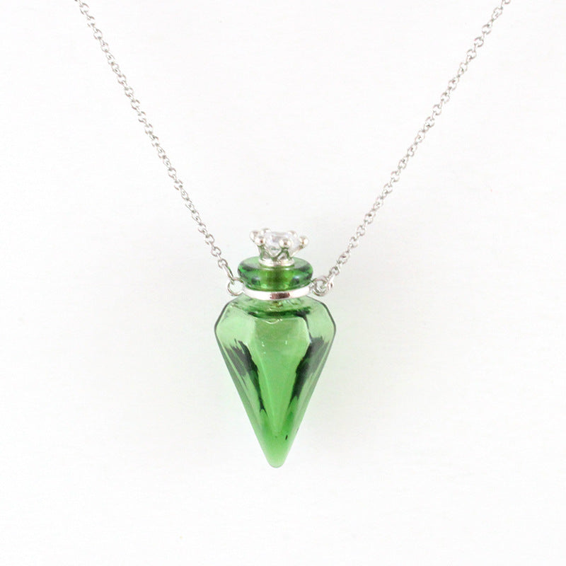 Handmade Gemstone Oil Bottle Pendant Necklace