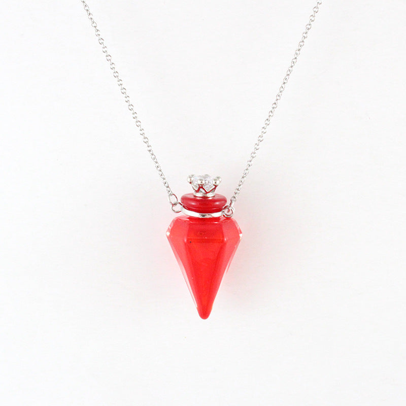 Handmade Gemstone Oil Bottle Pendant Necklace