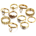 2018 Vintage Elephant Gemstone Ring Set (10 Pieces)