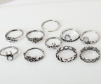 Vintage Style Floral Gemstone Ring Set (10 Pieces)