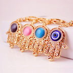 Stylish Gemstone Palm Keychain with Evil Eye Design