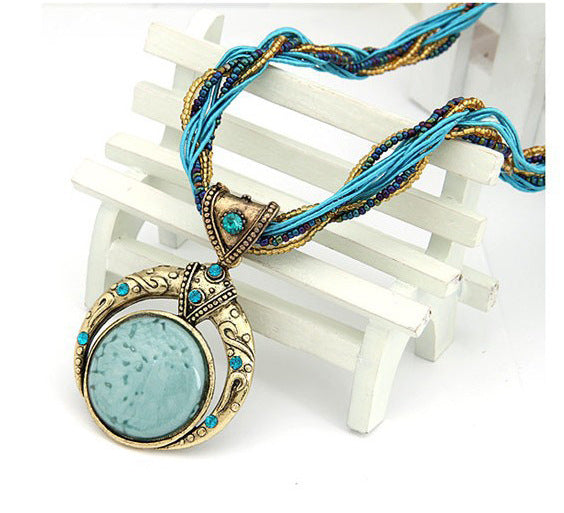 Handmade Bohemian Beaded Vintage Gemstone Necklace