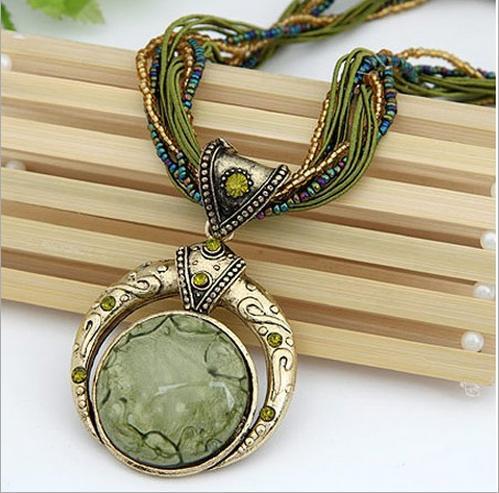 Handmade Bohemian Beaded Vintage Gemstone Necklace