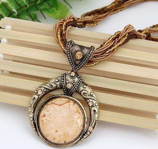 Handmade Bohemian Beaded Vintage Gemstone Necklace