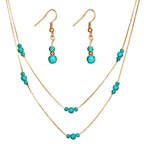 Vintage Turquoise Gemstone Jewelry Set with Earrings
