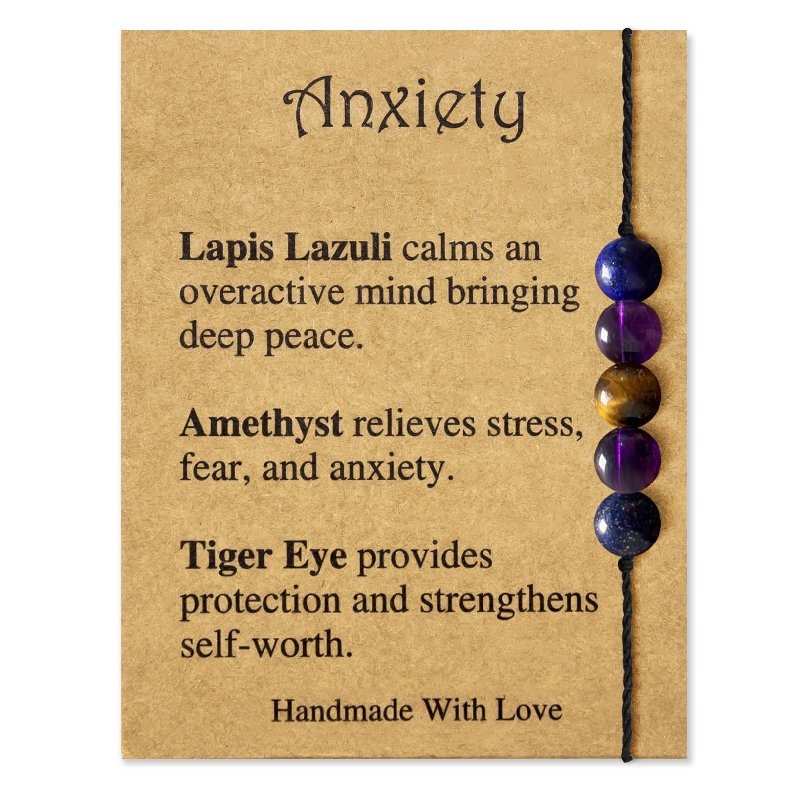 Skyfun Healing Crystal Bracelet for Women Men Spiritual Crystals and Healing Stones Bracelets Protection Good Luck Empath Anxiety Amethyst Natural Stone Bracelet with Message Card Jewelry Gift Anxiety
