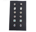 Mini Gemstone Stud Earring Set - 6 Pairs (Geometric)