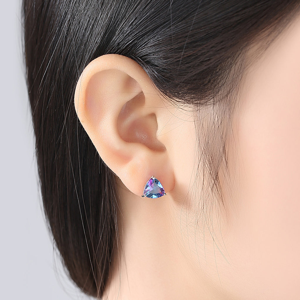 Natural Gemstone Stud Earrings with S925 Silver