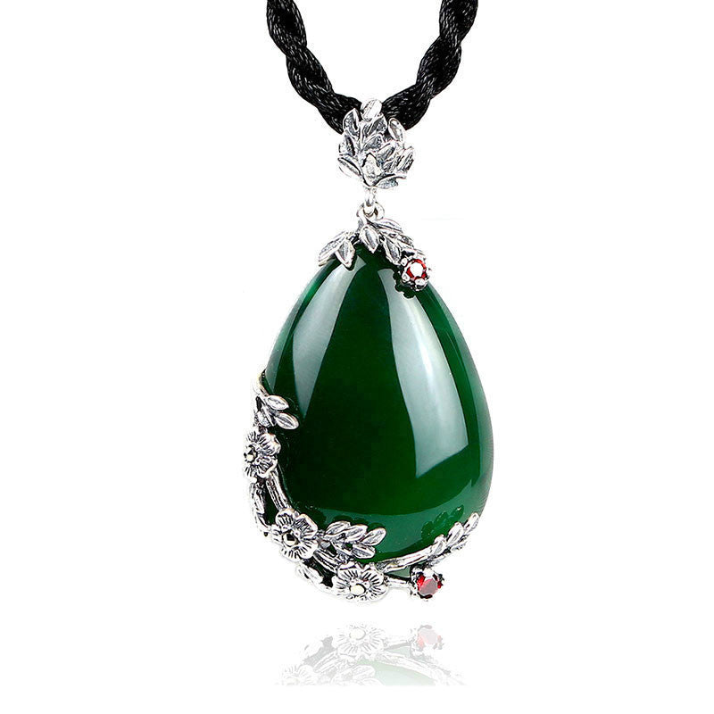 Natural Gemstone Pendant Necklace with Vintage Design