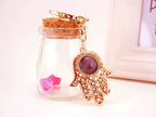 Stylish Gemstone Palm Keychain with Evil Eye Design