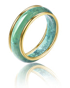 Jade Authentic Jadeite Good Luck Wealth Gold layerde Healing Ring Real Nature Crystal Genuine for Women Jewelry Gifts