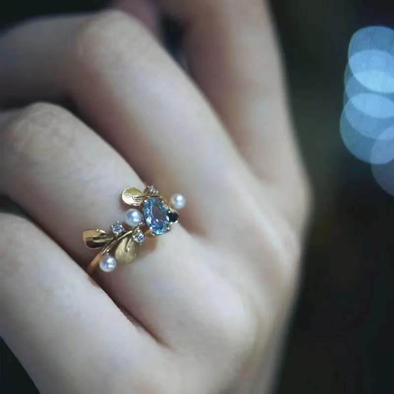 S925 Silver Ring with Blue Treasure Gemstone