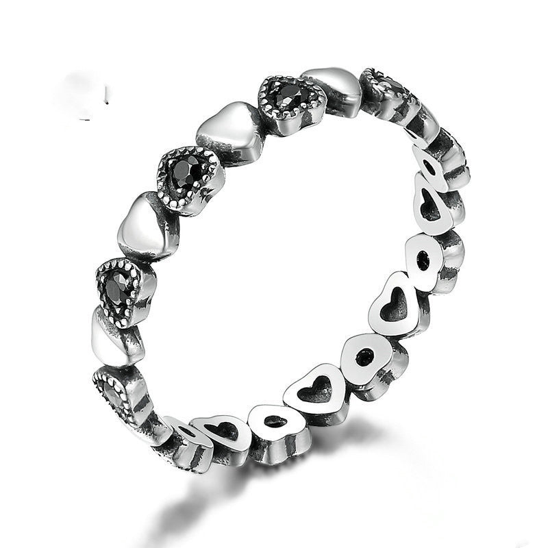 S925 Silver Heart-Shaped Gemstone Ring for Women