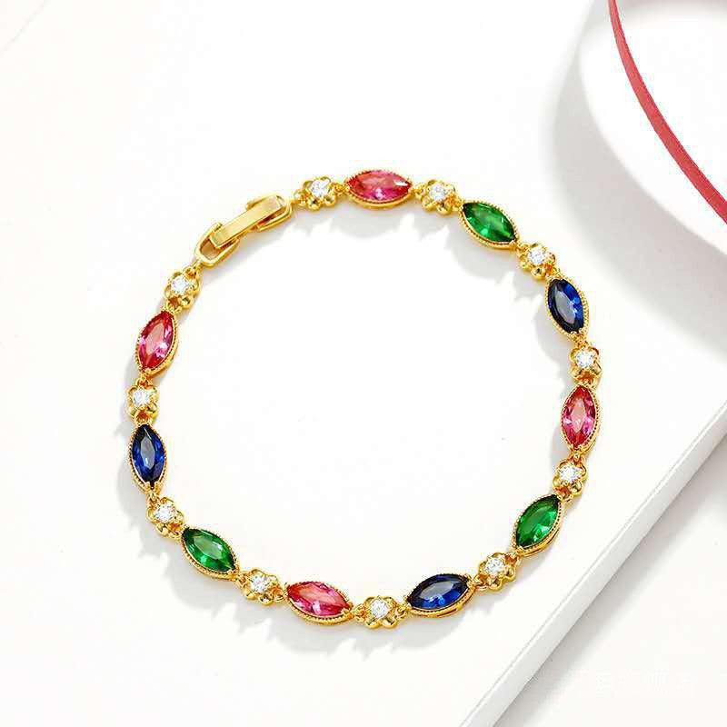 24K Gold-Plated Gemstone Bracelet