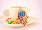 Stylish Gemstone Palm Keychain with Evil Eye Design
