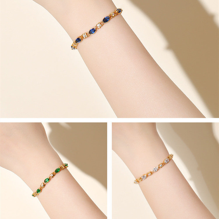 24K Gold-Plated Gemstone Bracelet