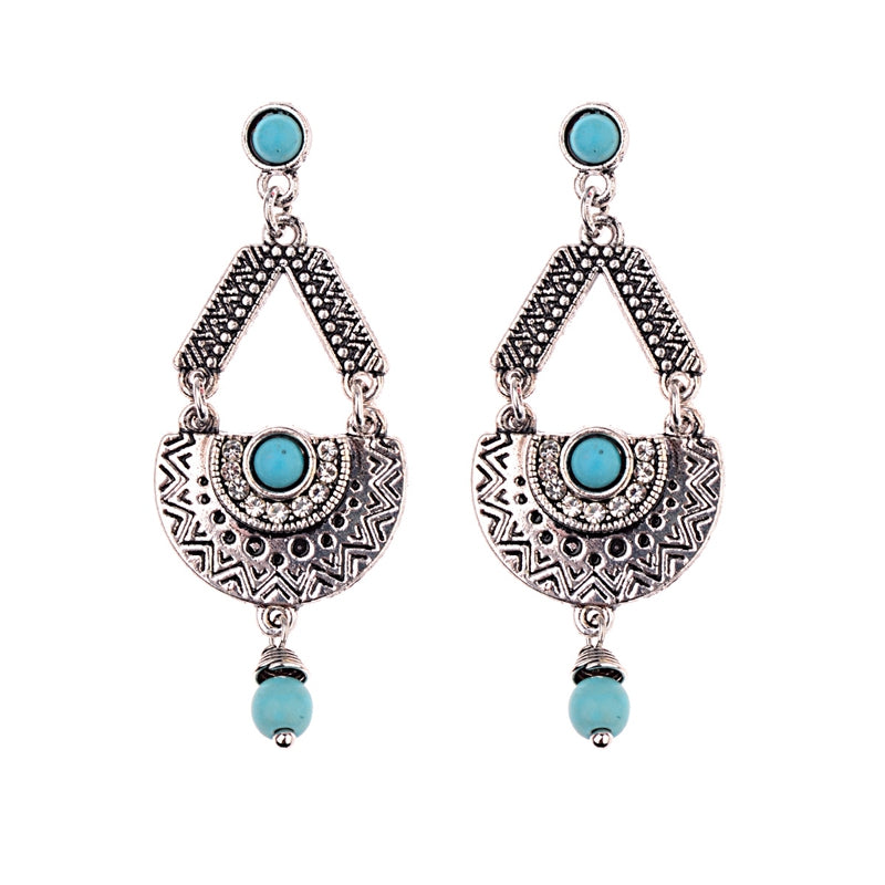 Geometric Oval Gemstone Earrings for Women