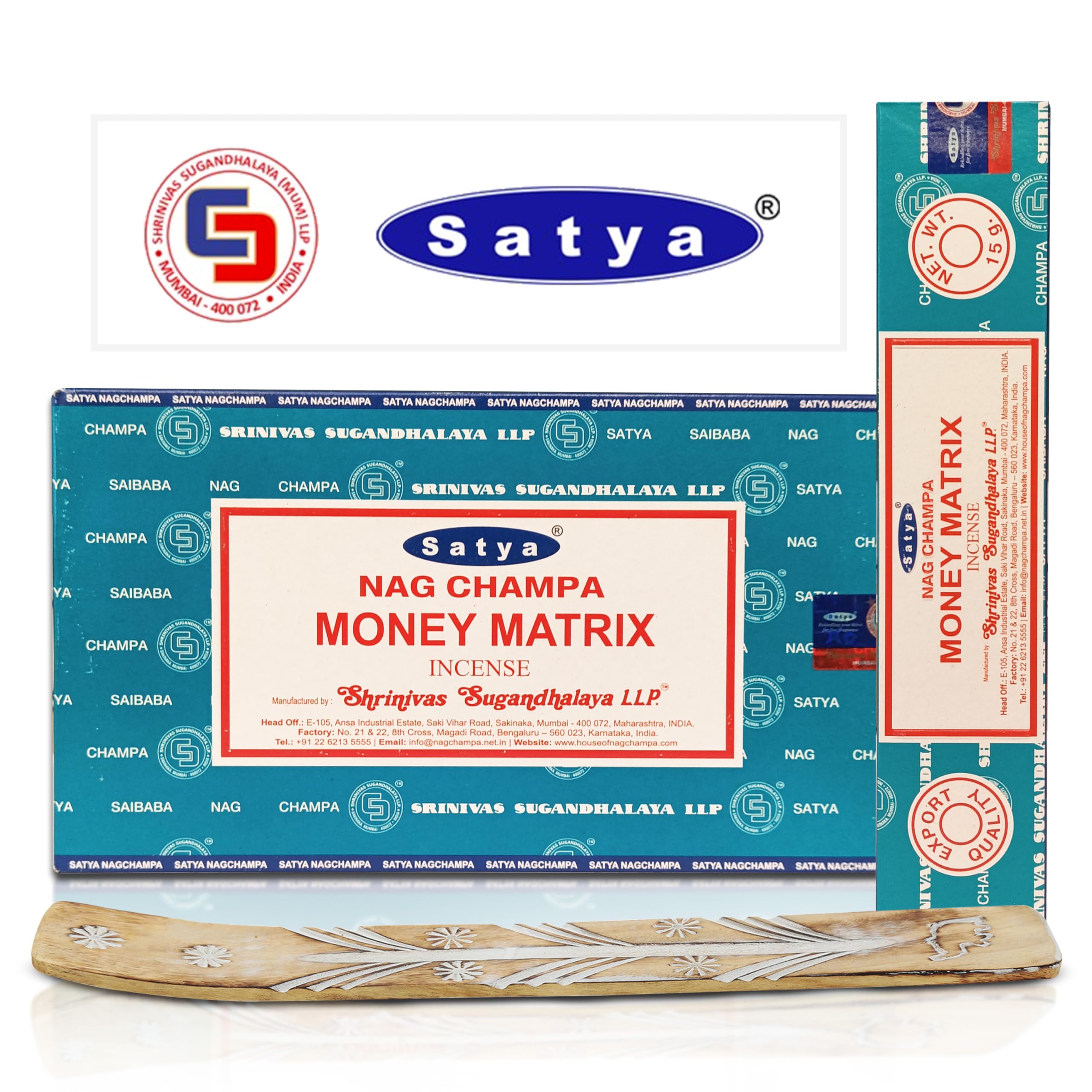 Satya Money Matrix Incense Sticks & Incense Sticks Holder Bundle