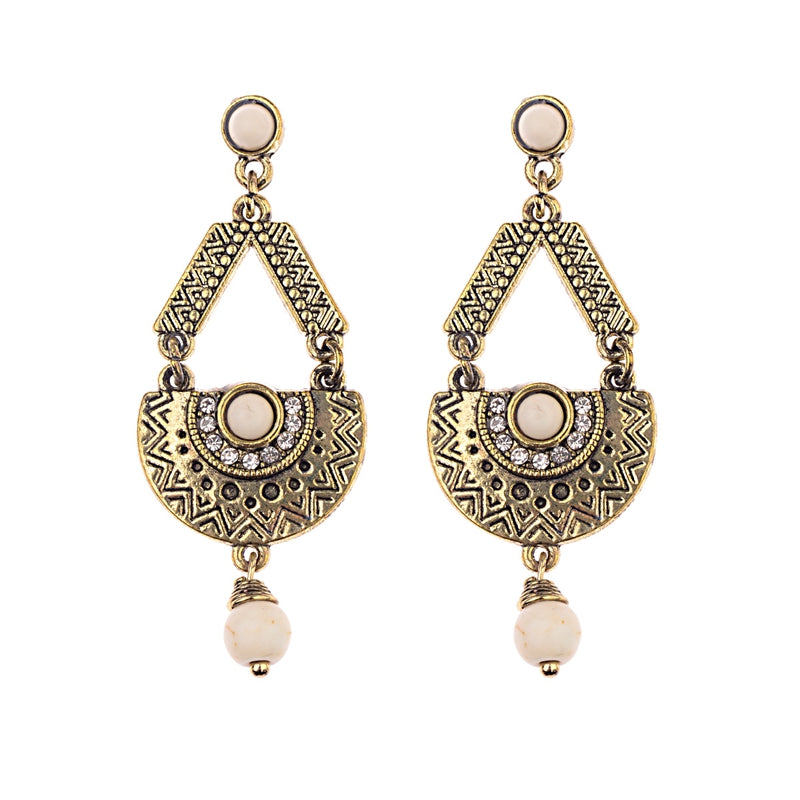 Geometric Oval Gemstone Earrings for Women