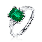 S925 Silver Ring with Cultivated Emerald Gemstone