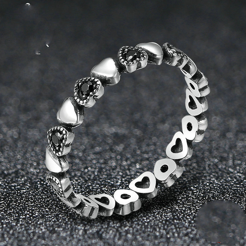 S925 Silver Heart-Shaped Gemstone Ring for Women