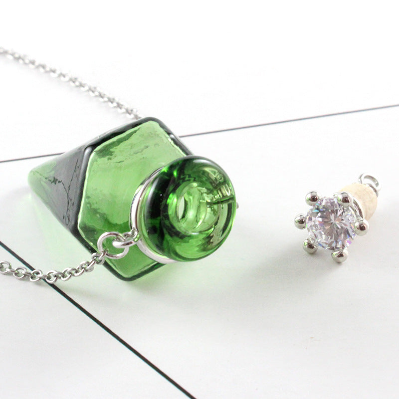Handmade Gemstone Oil Bottle Pendant Necklace