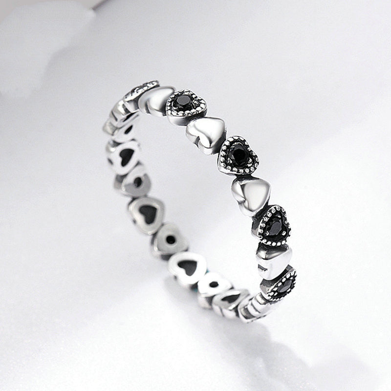 S925 Silver Heart-Shaped Gemstone Ring for Women