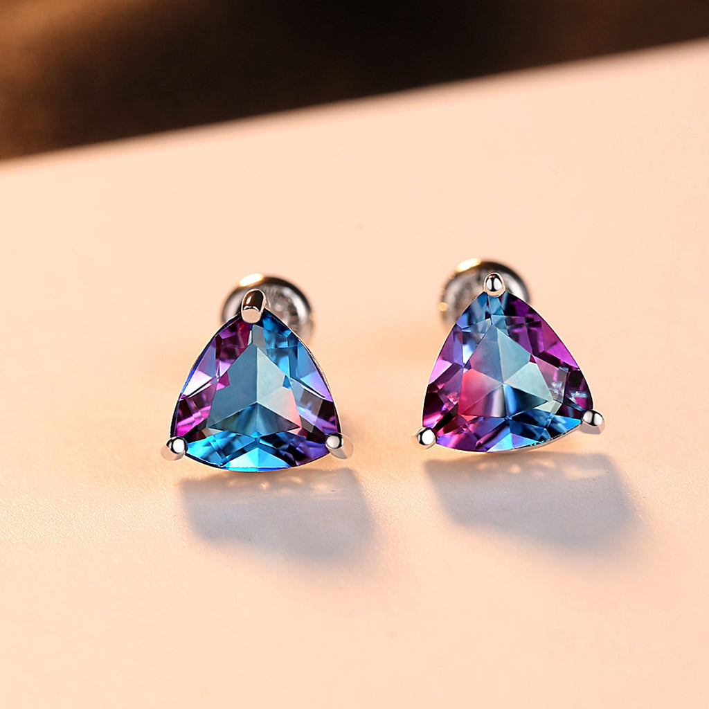 Natural Gemstone Stud Earrings with S925 Silver
