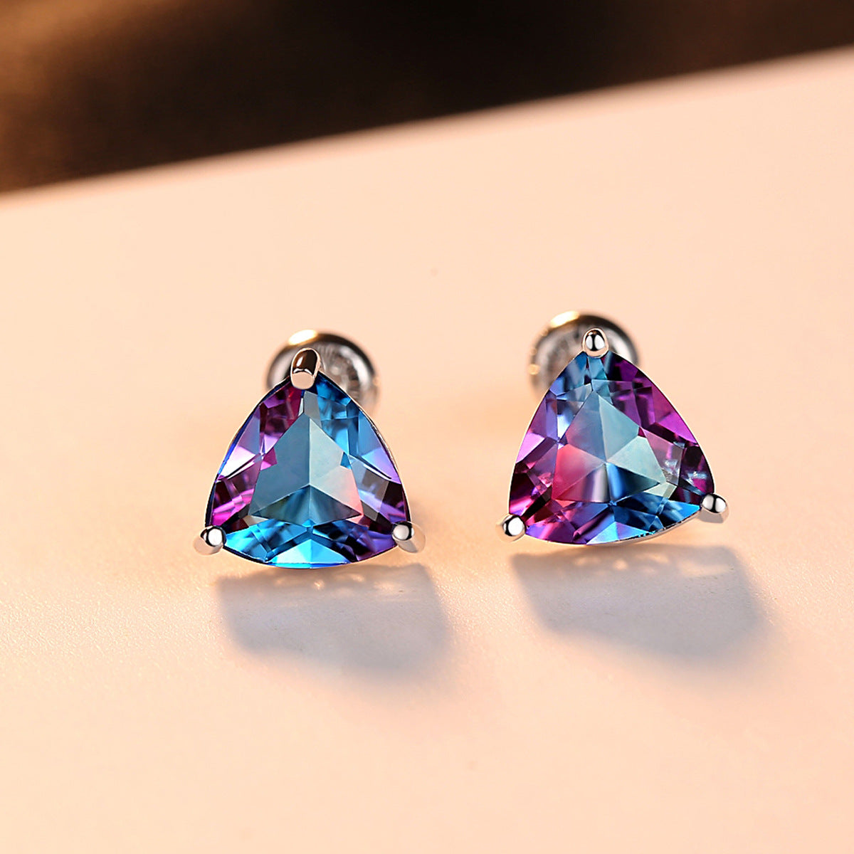 Natural Gemstone Stud Earrings with S925 Silver