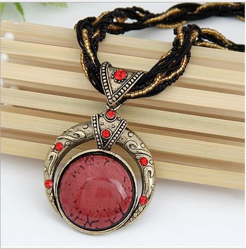 Handmade Bohemian Beaded Vintage Gemstone Necklace