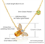 925 Silver Color Gemstone Bee Necklace with Citrine