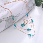 Vintage Turquoise Gemstone Jewelry Set with Earrings