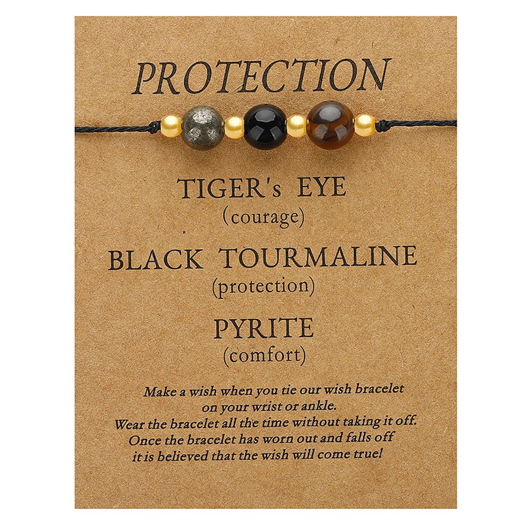 Skyfun Healing Crystal Bracelet for Women Men Spiritual Crystals and Healing Stones Bracelets Protection Good Luck Empath Anxiety Amethyst Natural Stone Bracelet with Message Card Jewelry Gift Anxiety