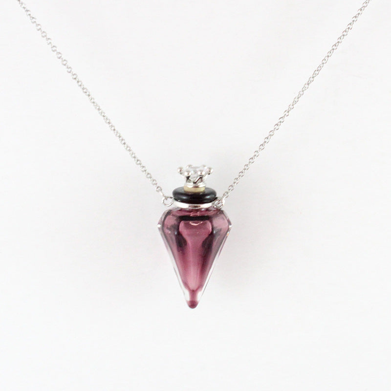 Handmade Gemstone Oil Bottle Pendant Necklace