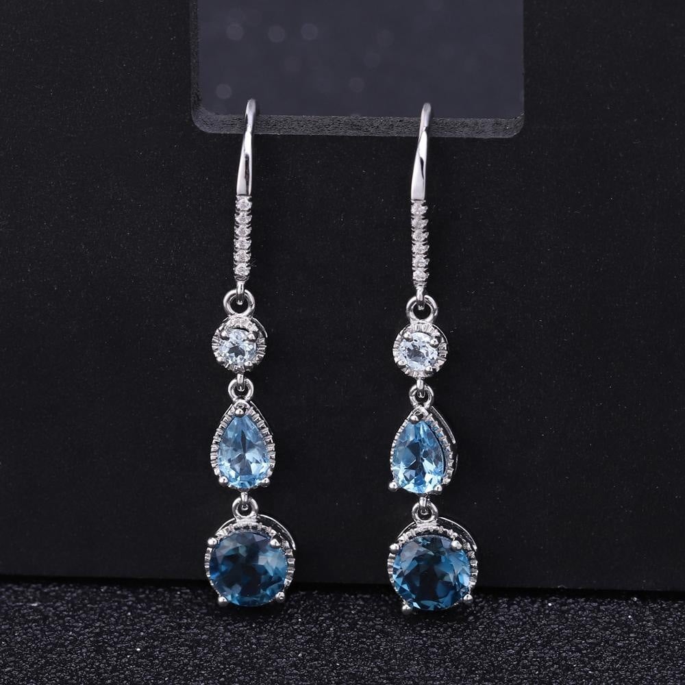 Elegant Natural Gemstone Earrings in S925 Silver