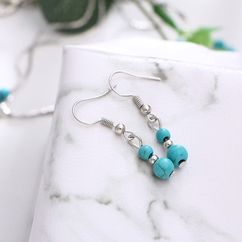 Vintage Turquoise Gemstone Jewelry Set with Earrings