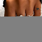 Stylish 6-Piece Set of Gemstone-Embellished Rings