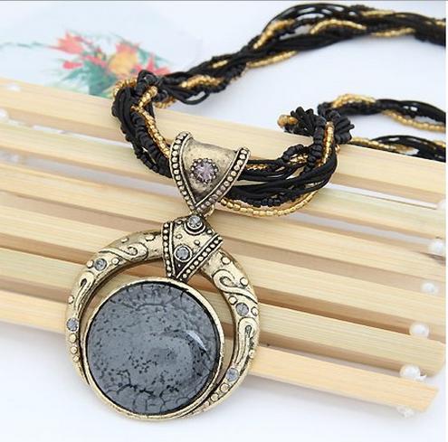 Handmade Bohemian Beaded Vintage Gemstone Necklace