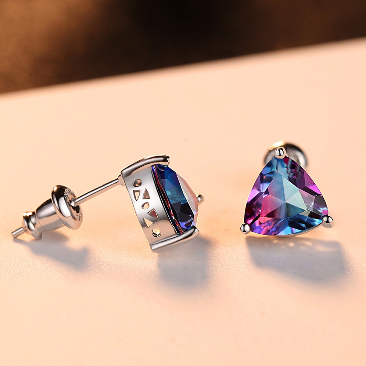 Natural Gemstone Stud Earrings with S925 Silver