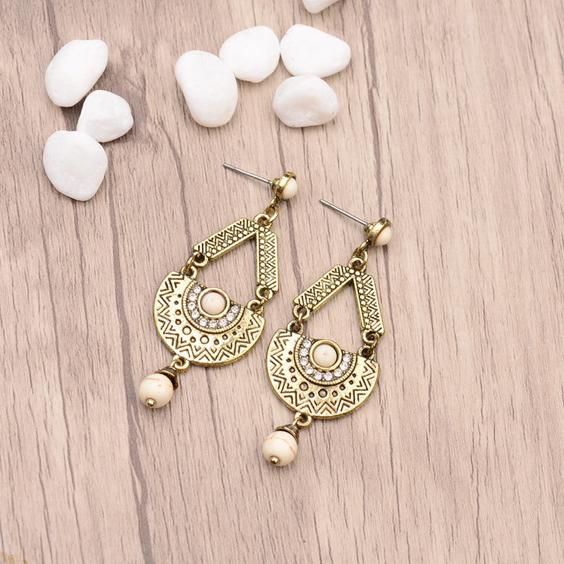 Geometric Oval Gemstone Earrings for Women