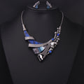 Luxury Gemstone Geometric Short Necklace Set