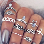 Vintage Style Floral Gemstone Ring Set (10 Pieces)